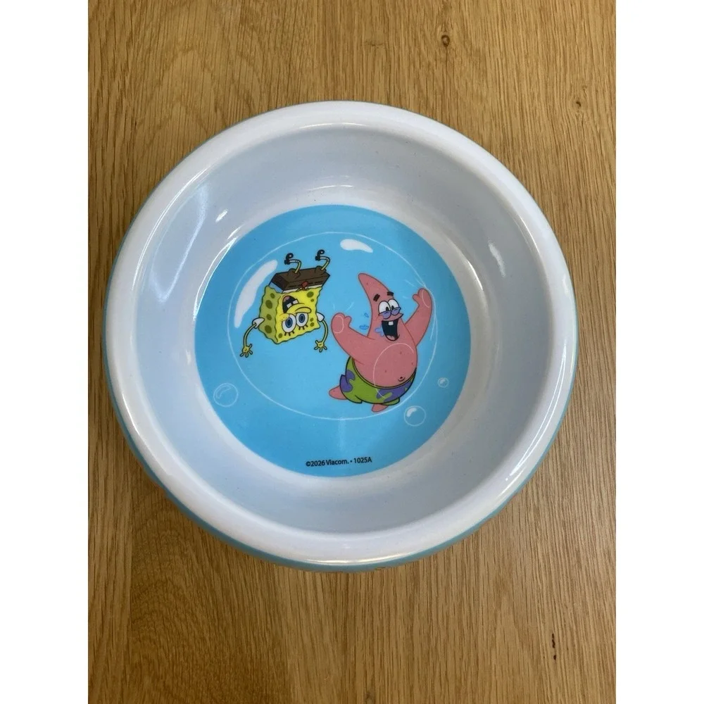 Nickelodeon SpongeBob SquarePants White Melamine Pet Bowl Food Water Dish